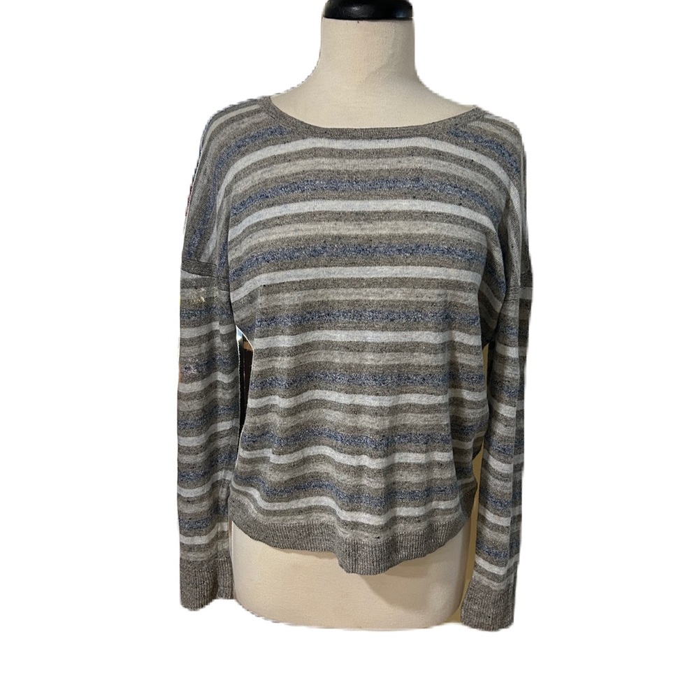 Rag & Bone grey striped linen Sweater Size XS UK 6/8 Beachy Boho Coastal Lagen